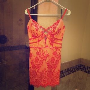 Bebe coral lace dress